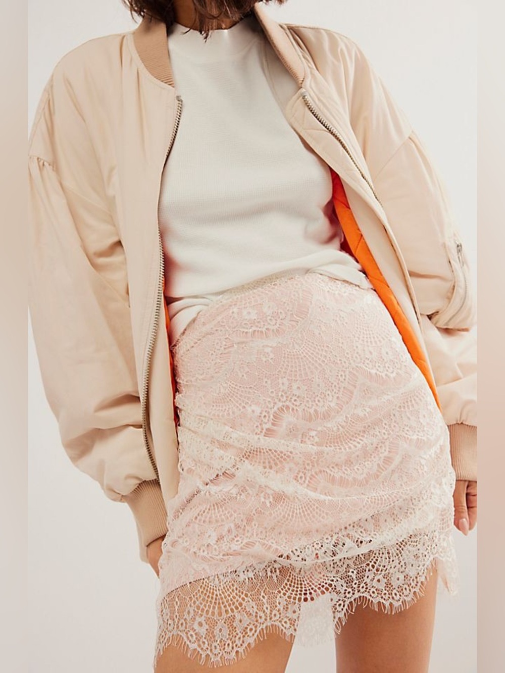 Free People Zoey Lace Mini Skirt Pink/Rose Sz.4 NWT